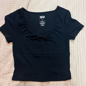 SO Women's Black Bow Detail Blouse